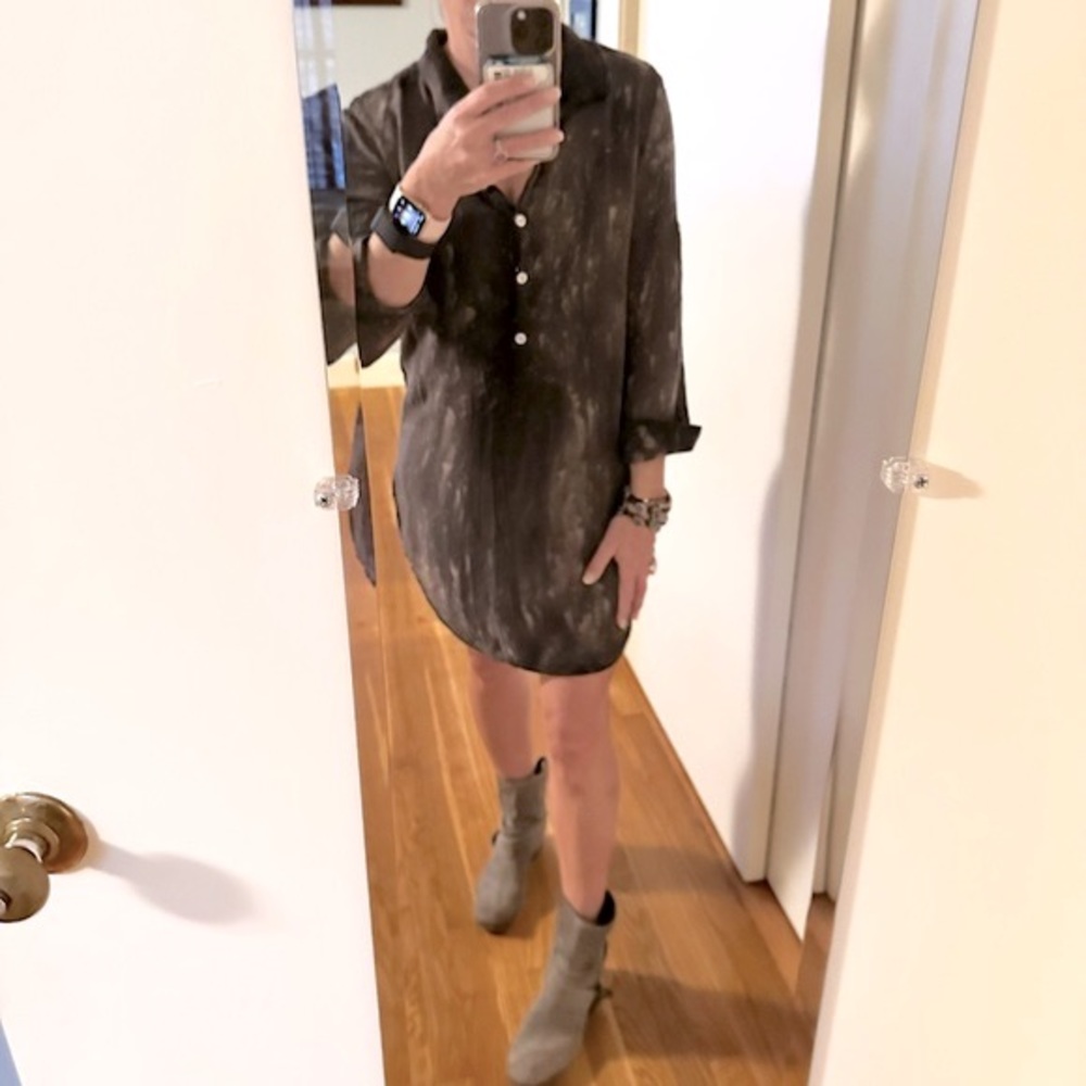 Cloth and Stone Olive Splattered Shirt Dress - Picture 2 of 13